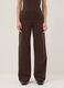 Wide leg stretchy cotton brown jogger trousers_1