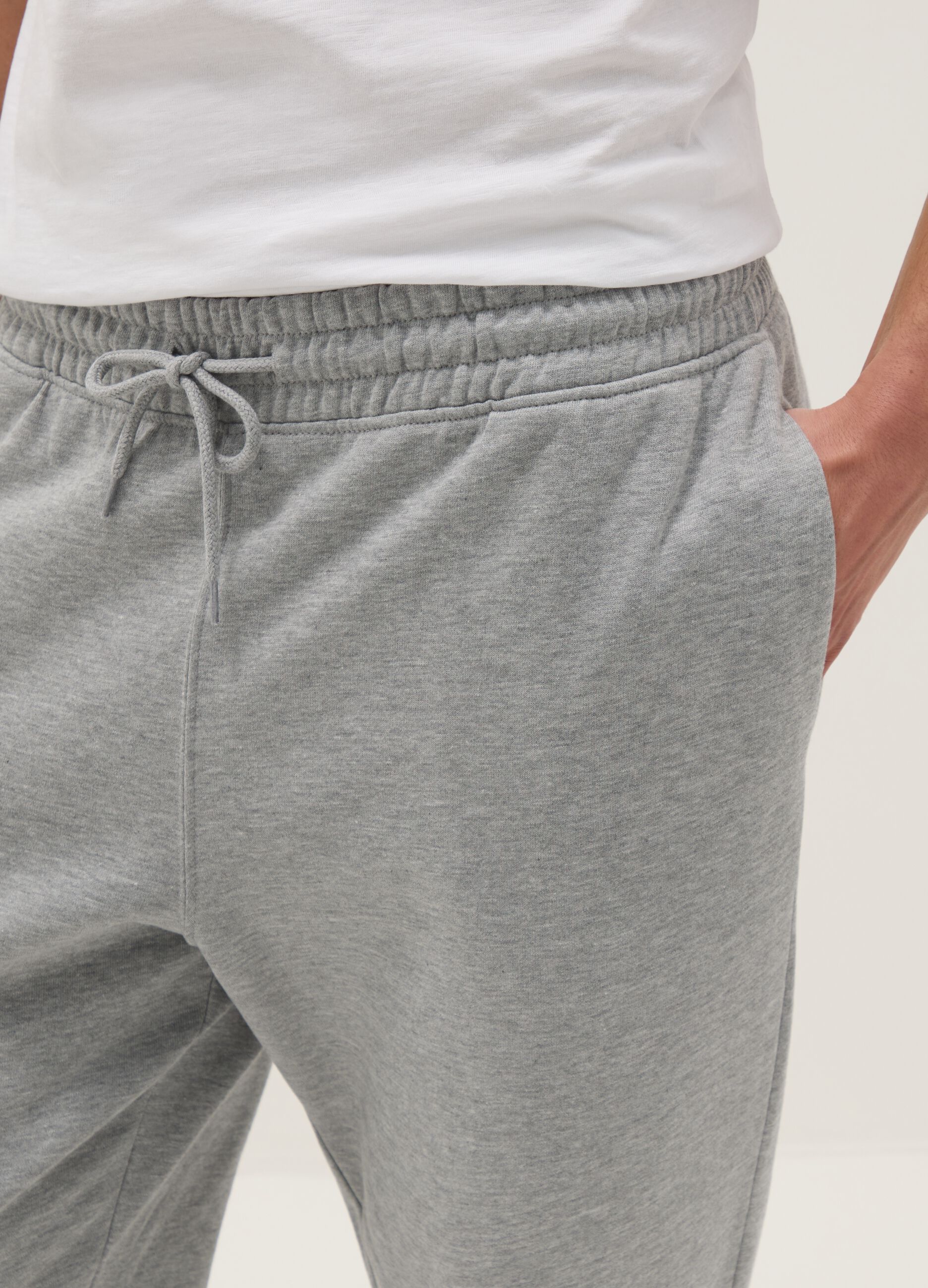 Regular Fit Grey Cotton Blend Jogger Trousers