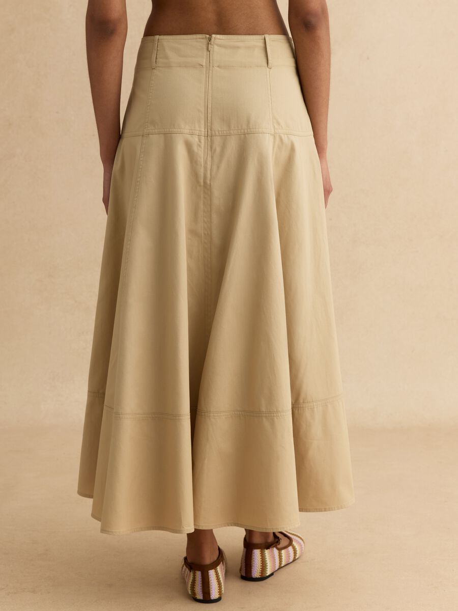 Beige Long Skirt in Pure Cotton_2