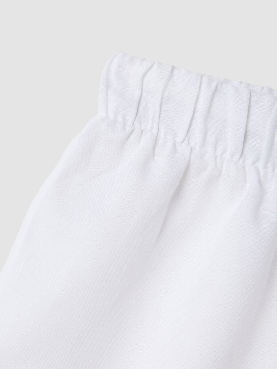 Girls&rsquo; white linen and cotton blend wide-leg trousers_3