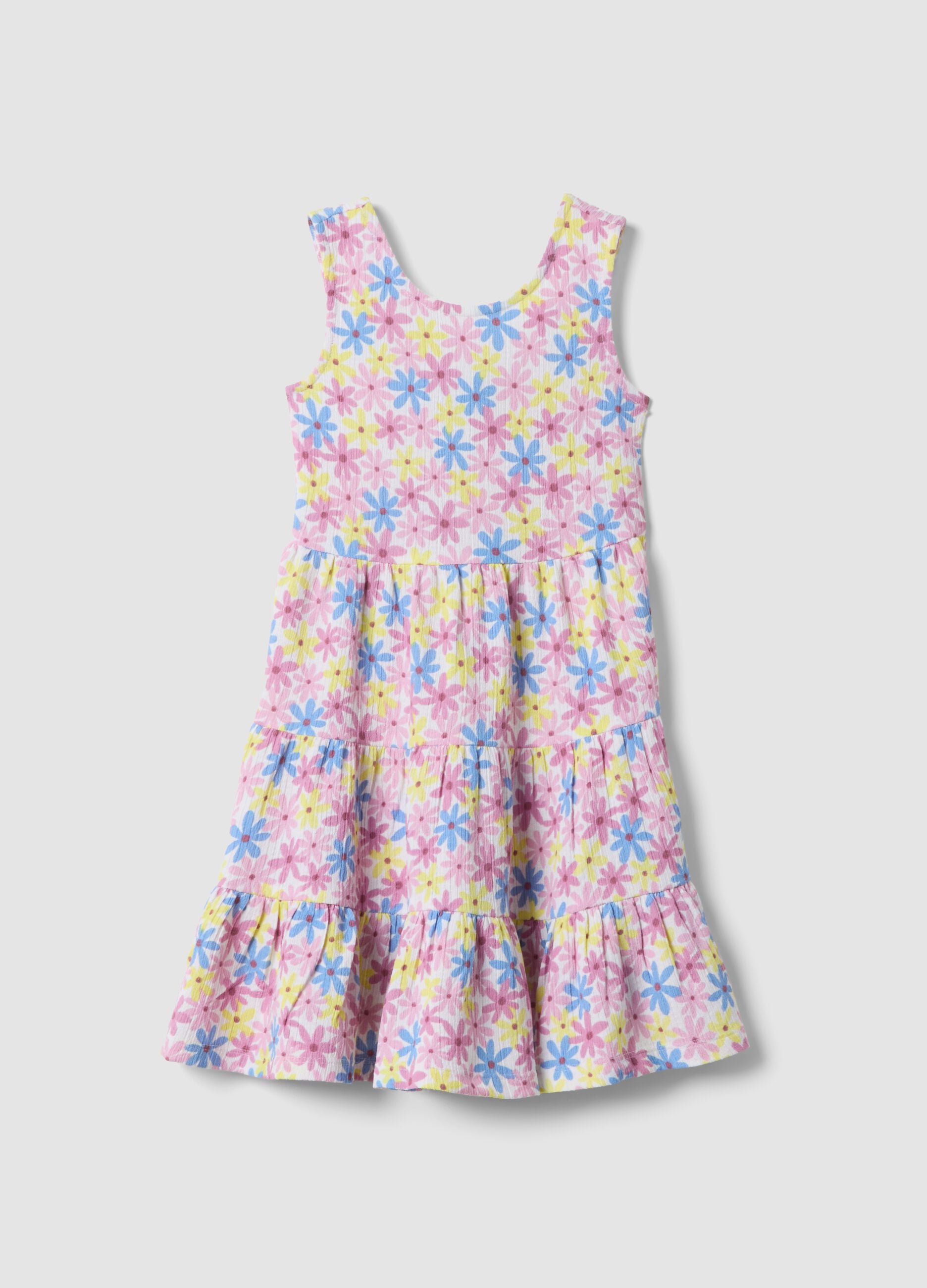 Girls&rsquo; multicolour sleeveless floral stretch dress