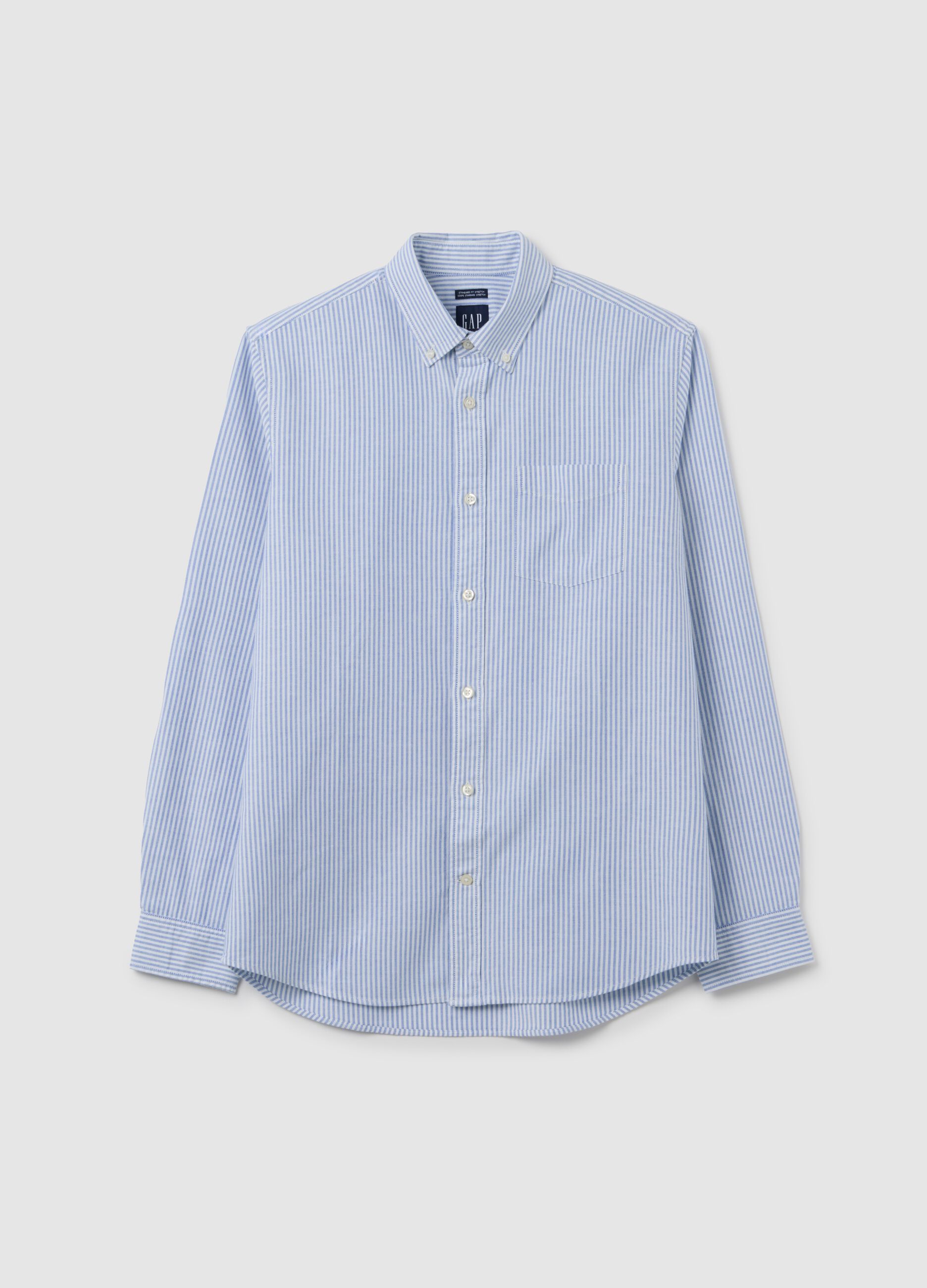 Striped Oxford cotton shirt with pocket