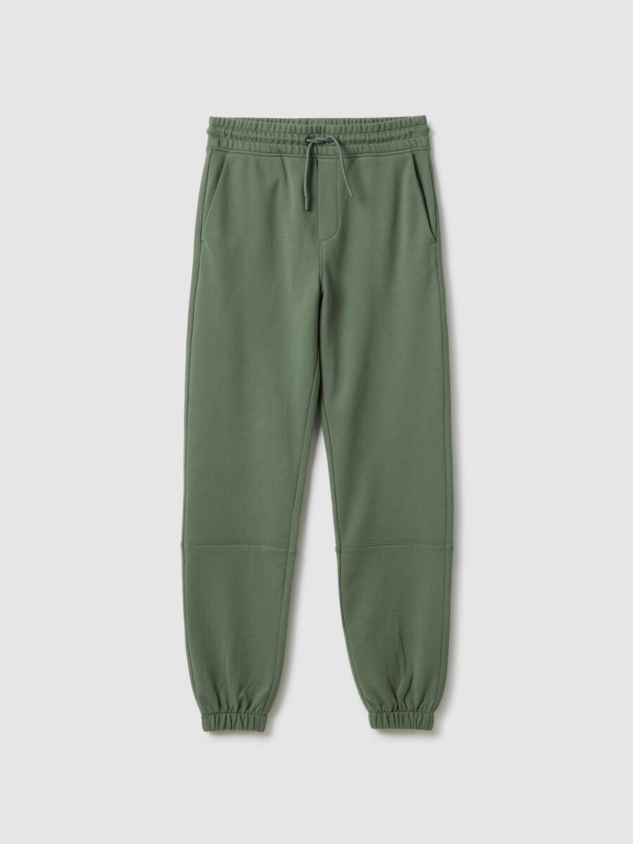 Organic cotton green jogger trousers with regular fit for boys_3