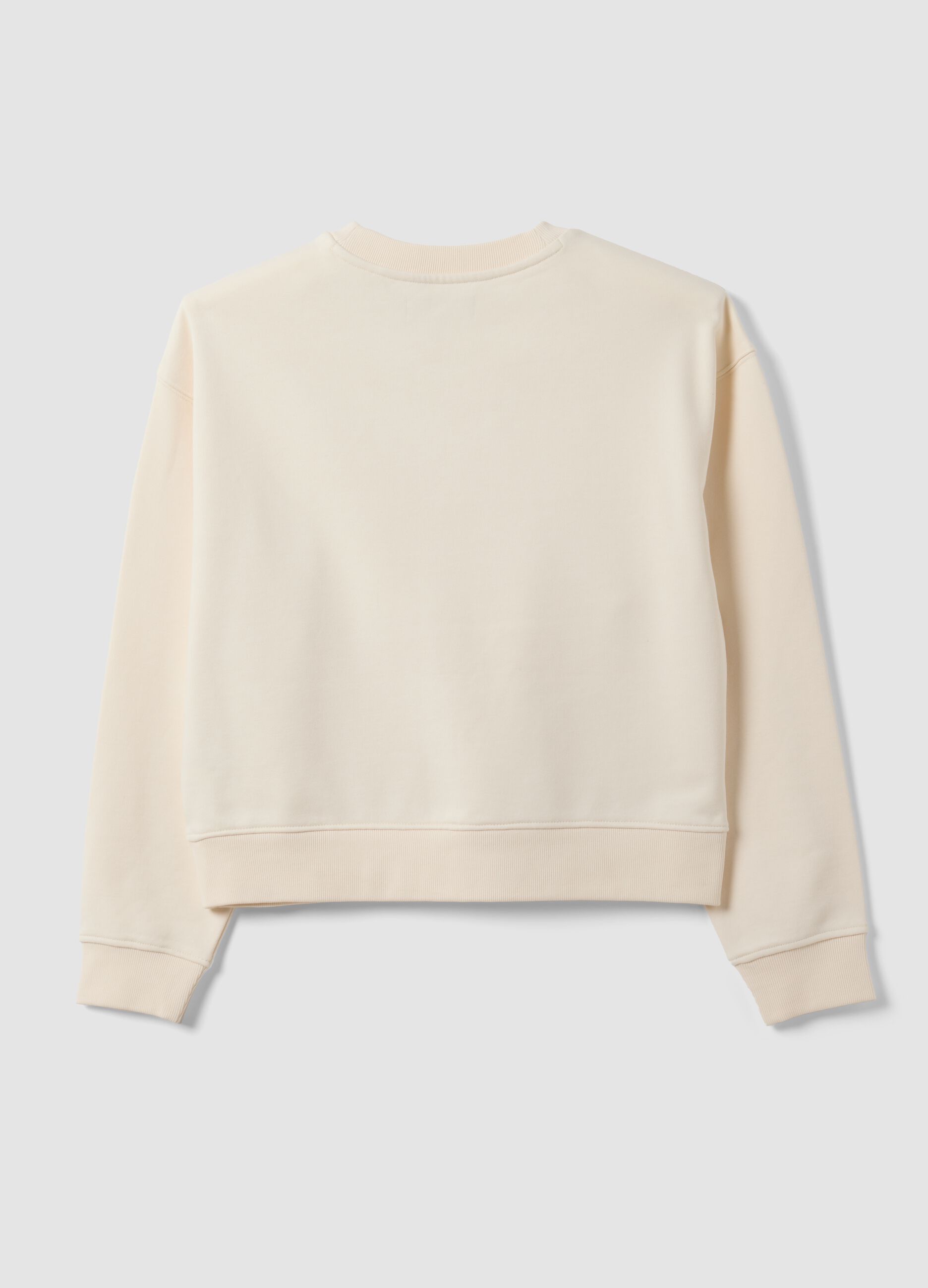 Felpa bianca in misto cotone a girocollo regular fit