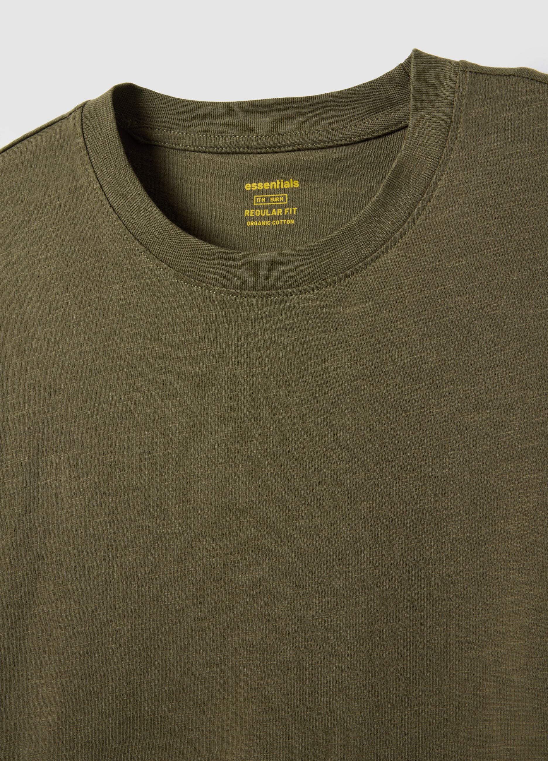 Regular fit green pure cotton t-shirt