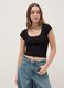 Black slim fit stretch cotton t-shirt with studs on the collar_3