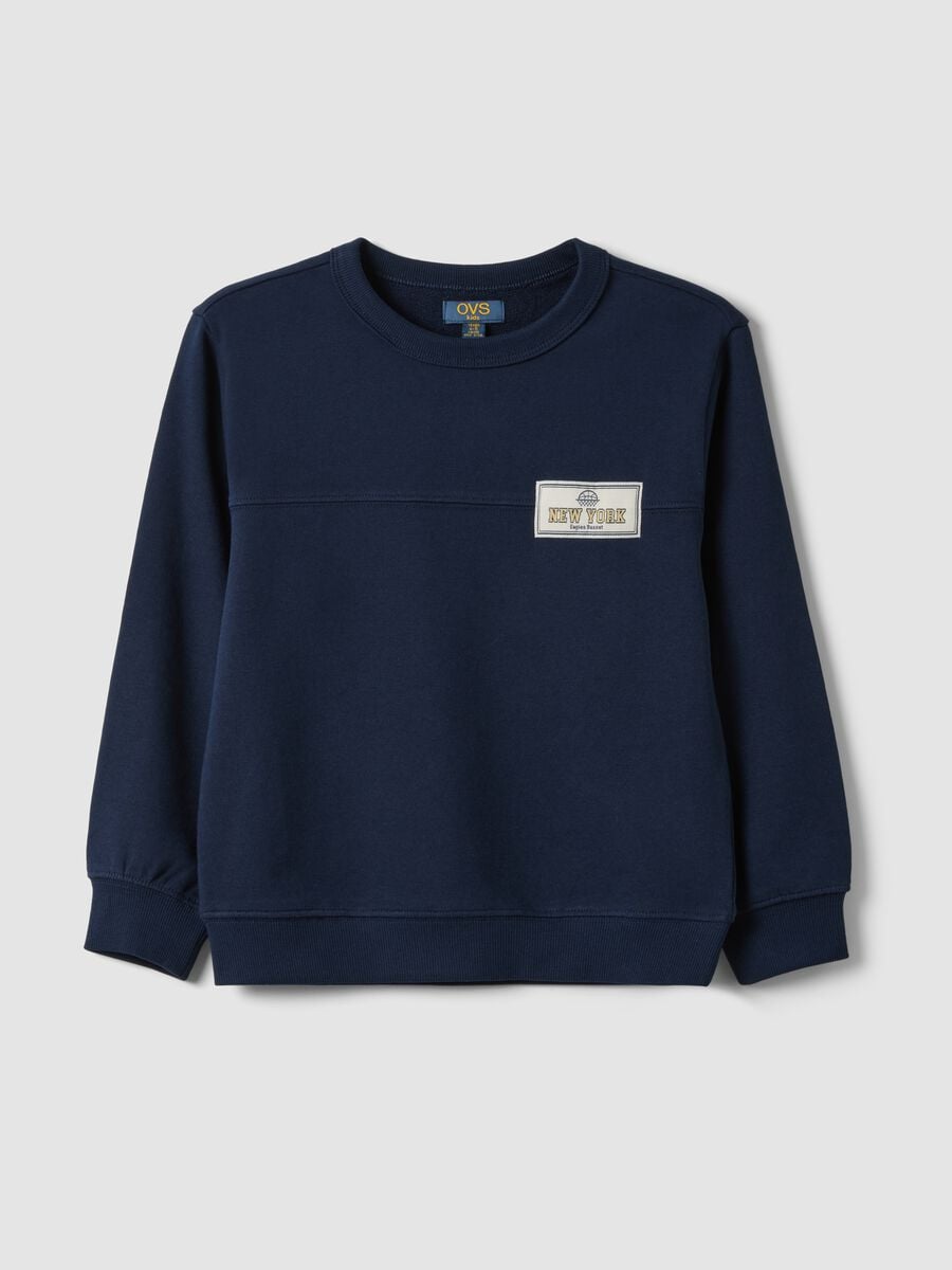 Blue organic cotton sweatshirt with print for boys, relaxed fit_0