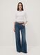 Blue pure cotton low-rise wide-leg jeans_0