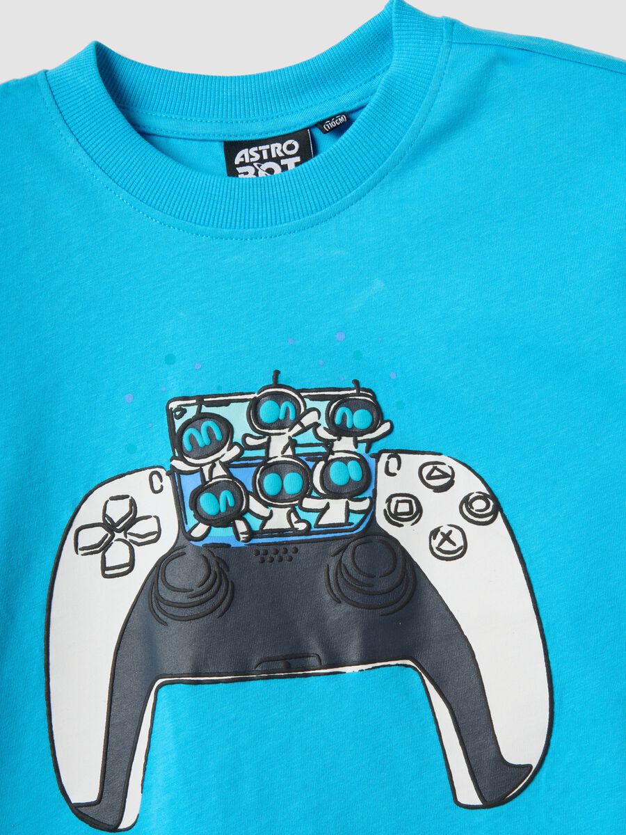 T-shirt azzurra in puro cotone da bambino oversize fit Astro Bot_2