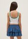 Girls' fitted white stretch cotton tank top with flower_1