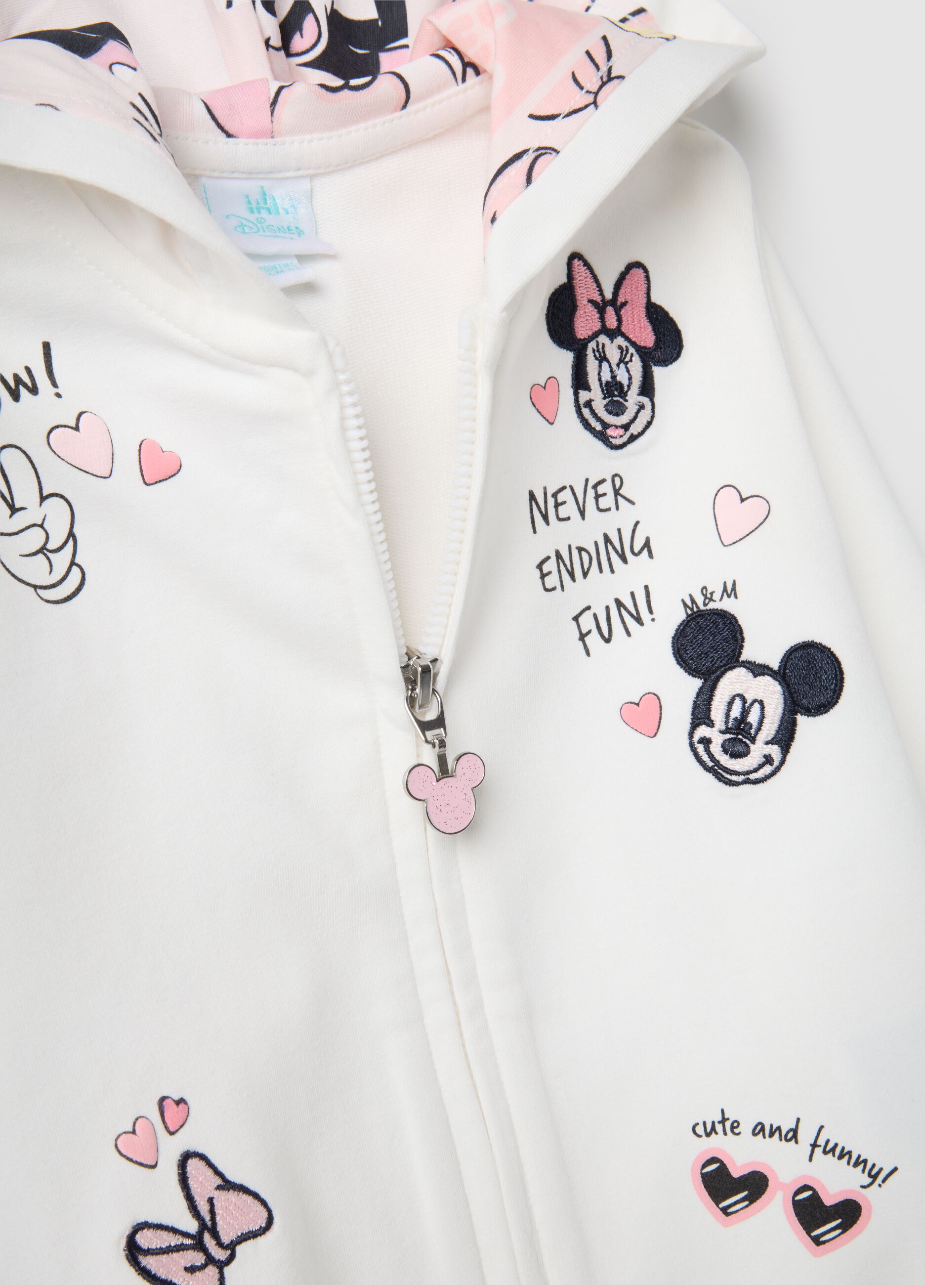 Girls' white hooded sweatshirt in regular fit cotton blend