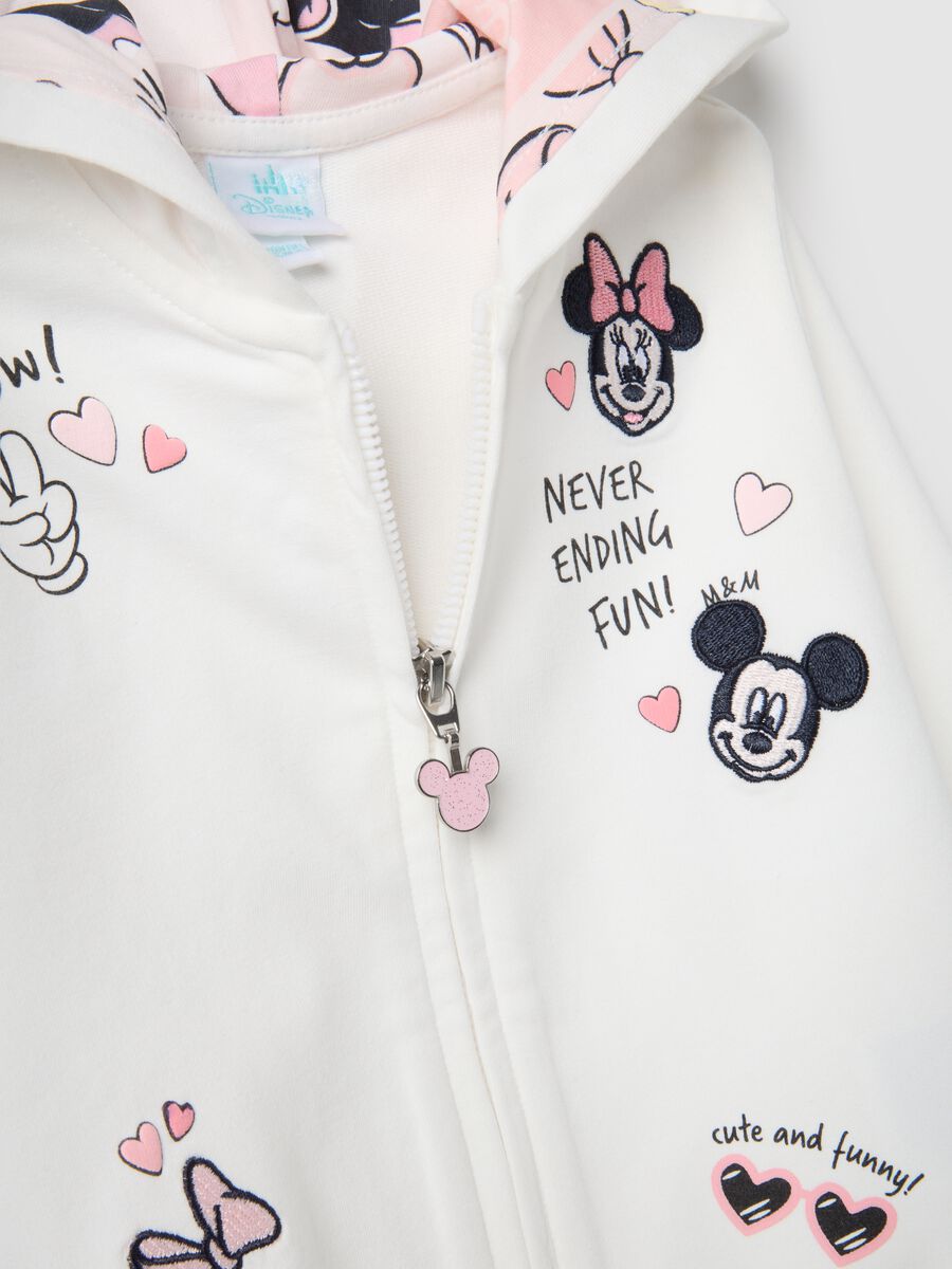 Felpa bianca con cappuccio da bimba in misto cotone regular fit con stampa Minnie_2
