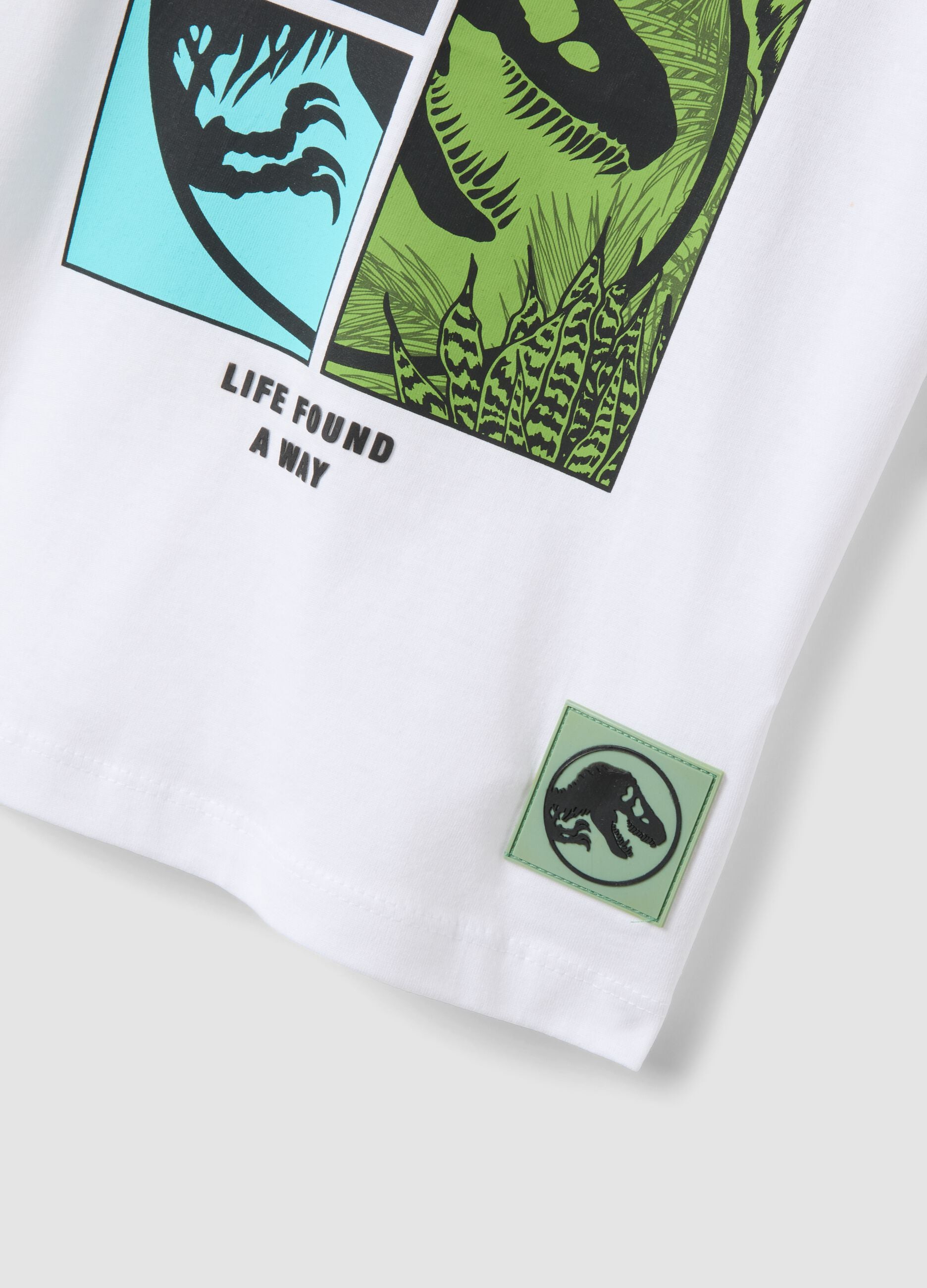 Children's oversized white pure cotton T-shirt with print