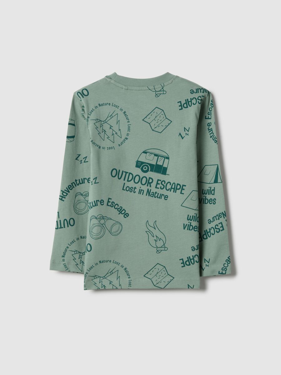 T-shirt in puro cotone verde da bambino regular fit con stampa_1