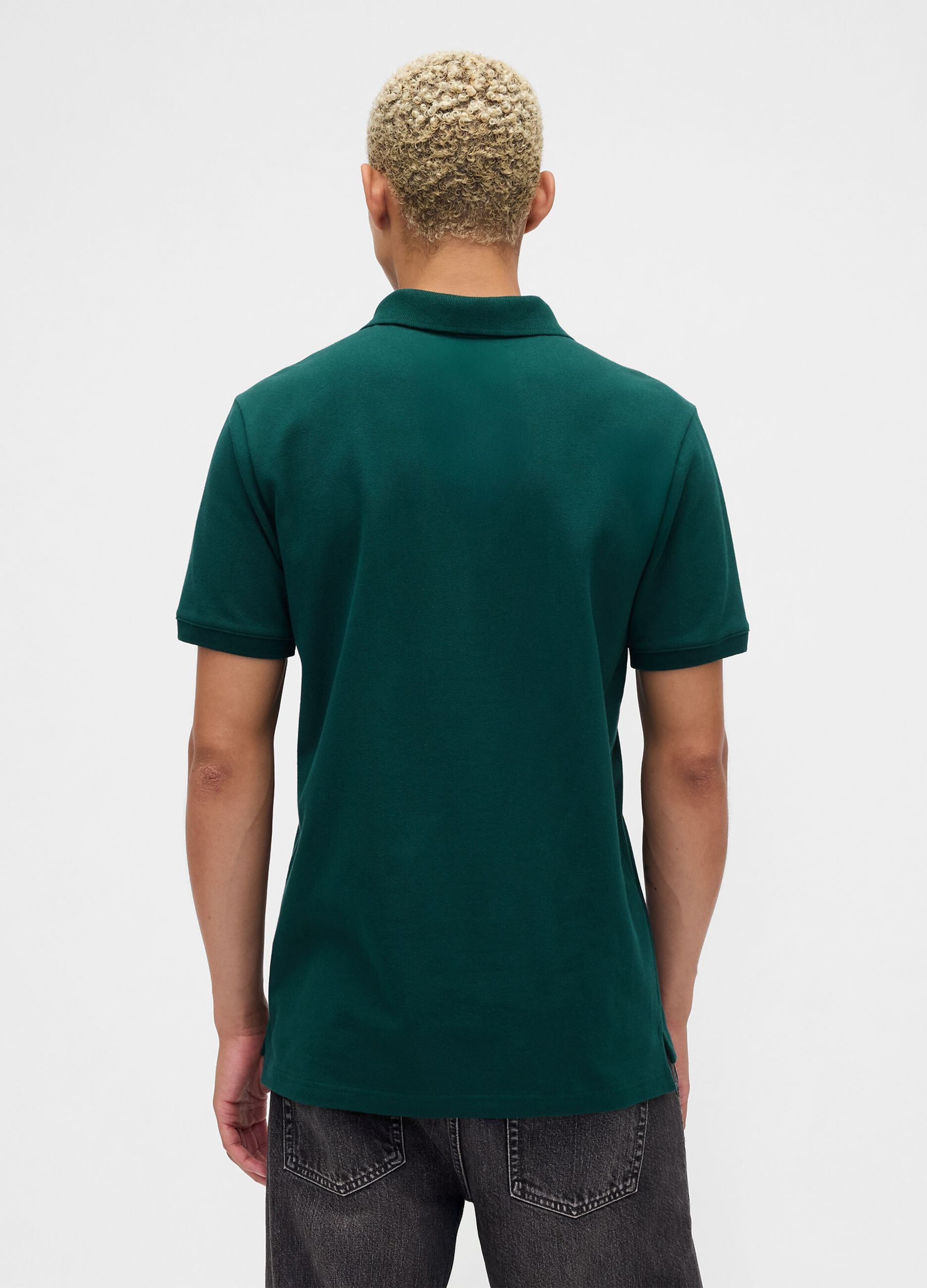 Green short-sleeve stretch polo shirt