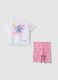White and pink pure cotton set with T-shirt and leggings_0