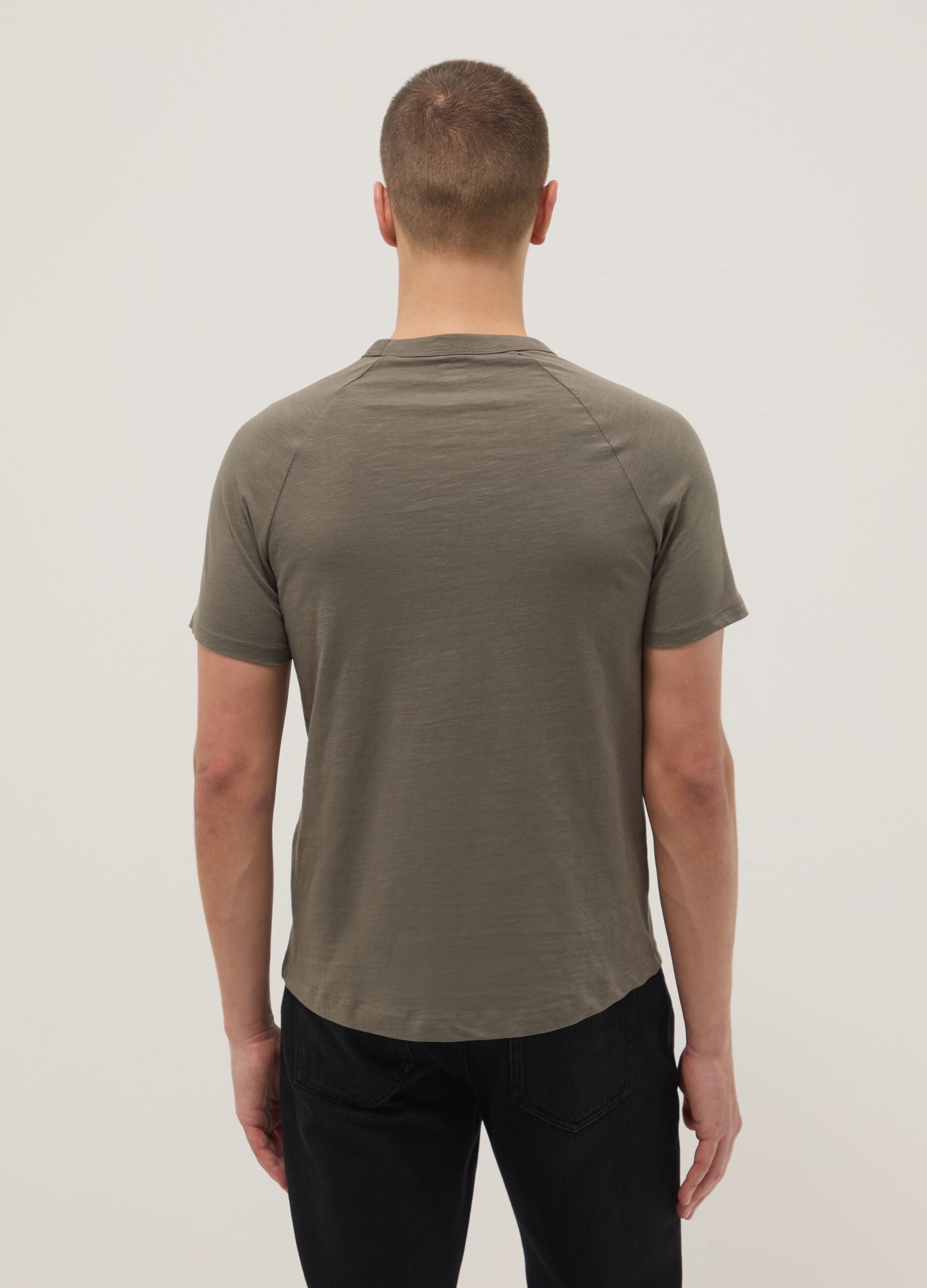 Regular fit green pure cotton T-shirt