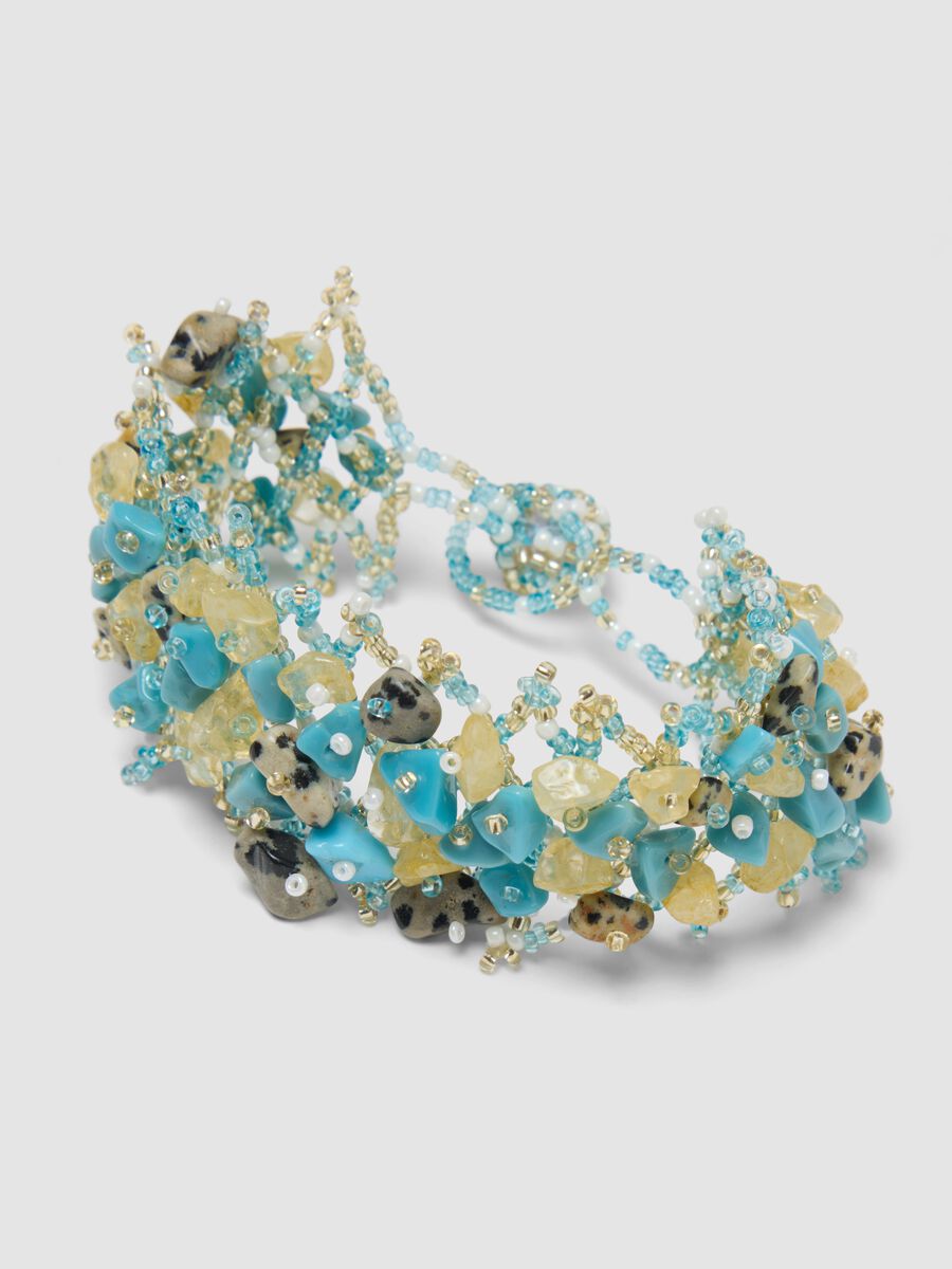 Multicoloured stone and bead bracelet_0