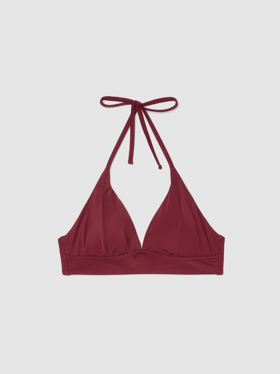 Red stretch bikini top with removable padding_4