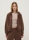 Brown modal blend regular fit hoodie with full zip_0