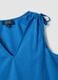 Blue pure cotton V-neck blouse, regular fit_5