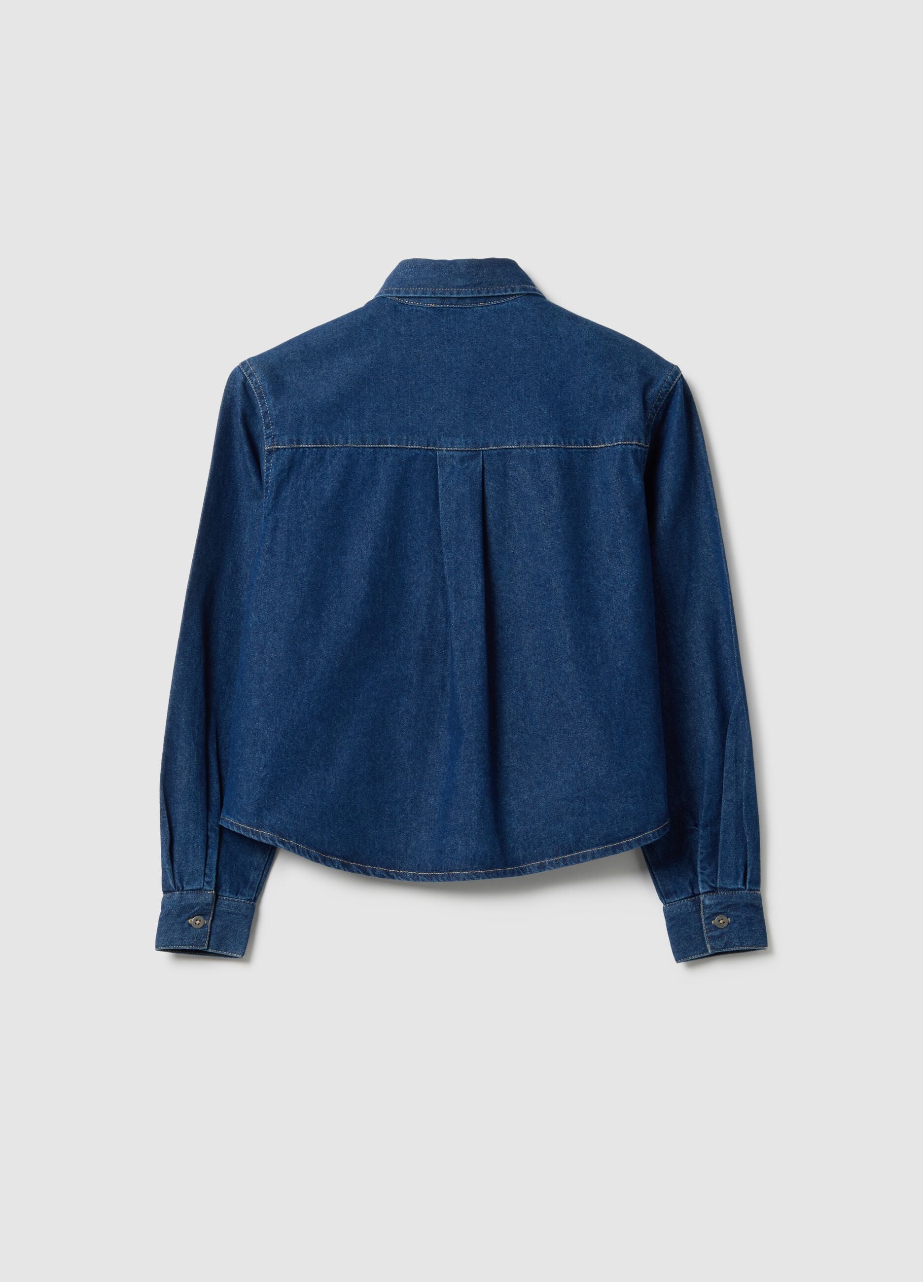 Girls' blue pure cotton shirt with regular fit