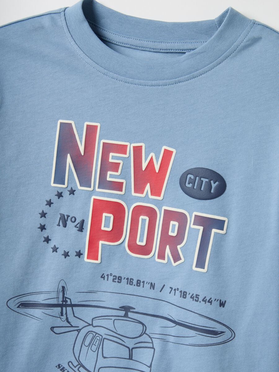 Blue cotton over fit children's T-shirt with print_2