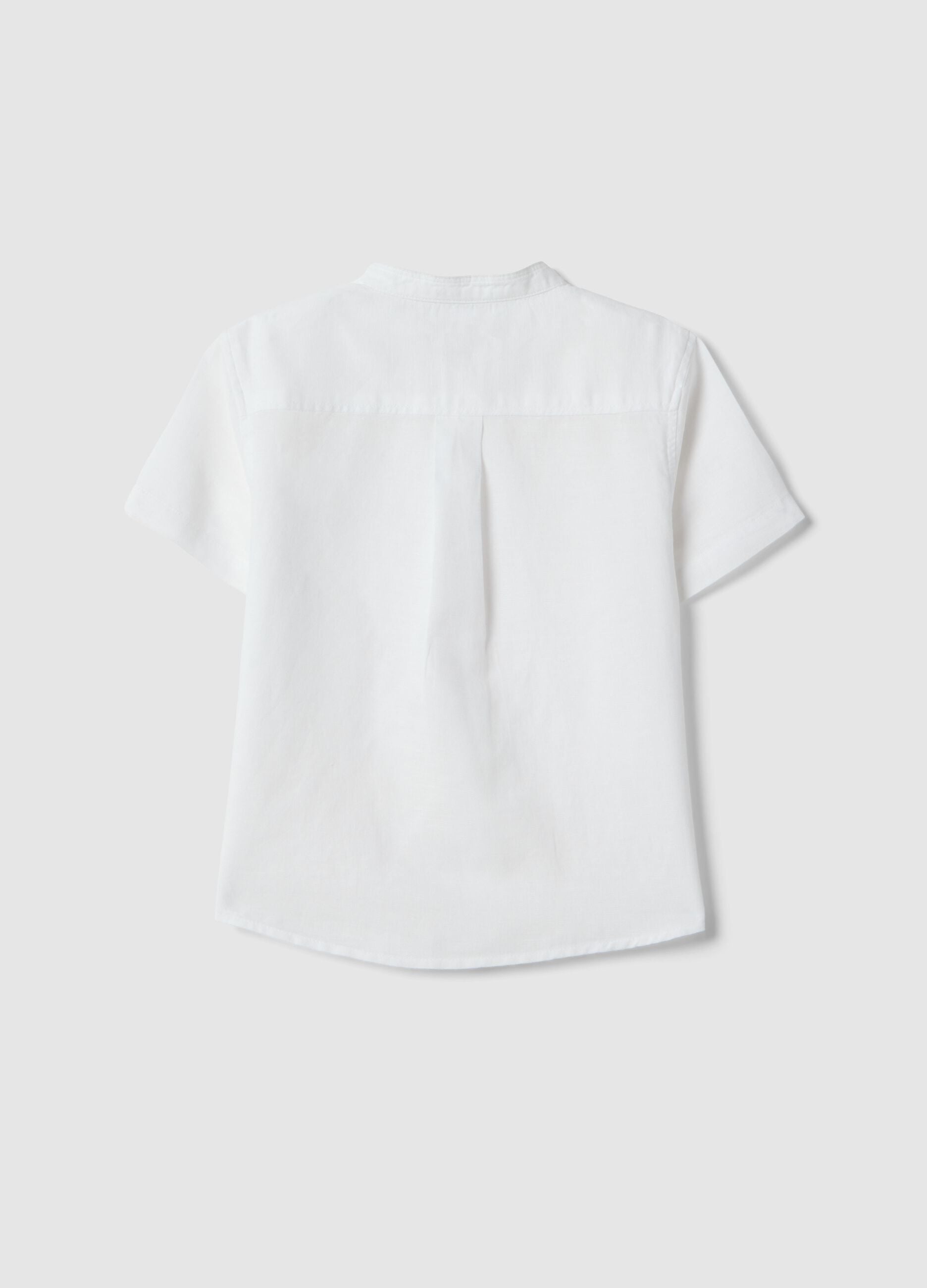 Boys' white linen-cotton blend regular fit shirt
