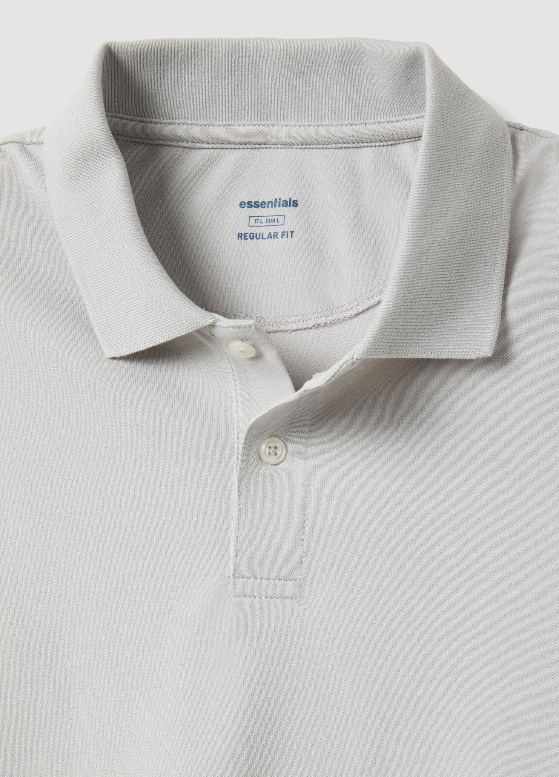 Grey stretchy cotton blend polo regular fit
