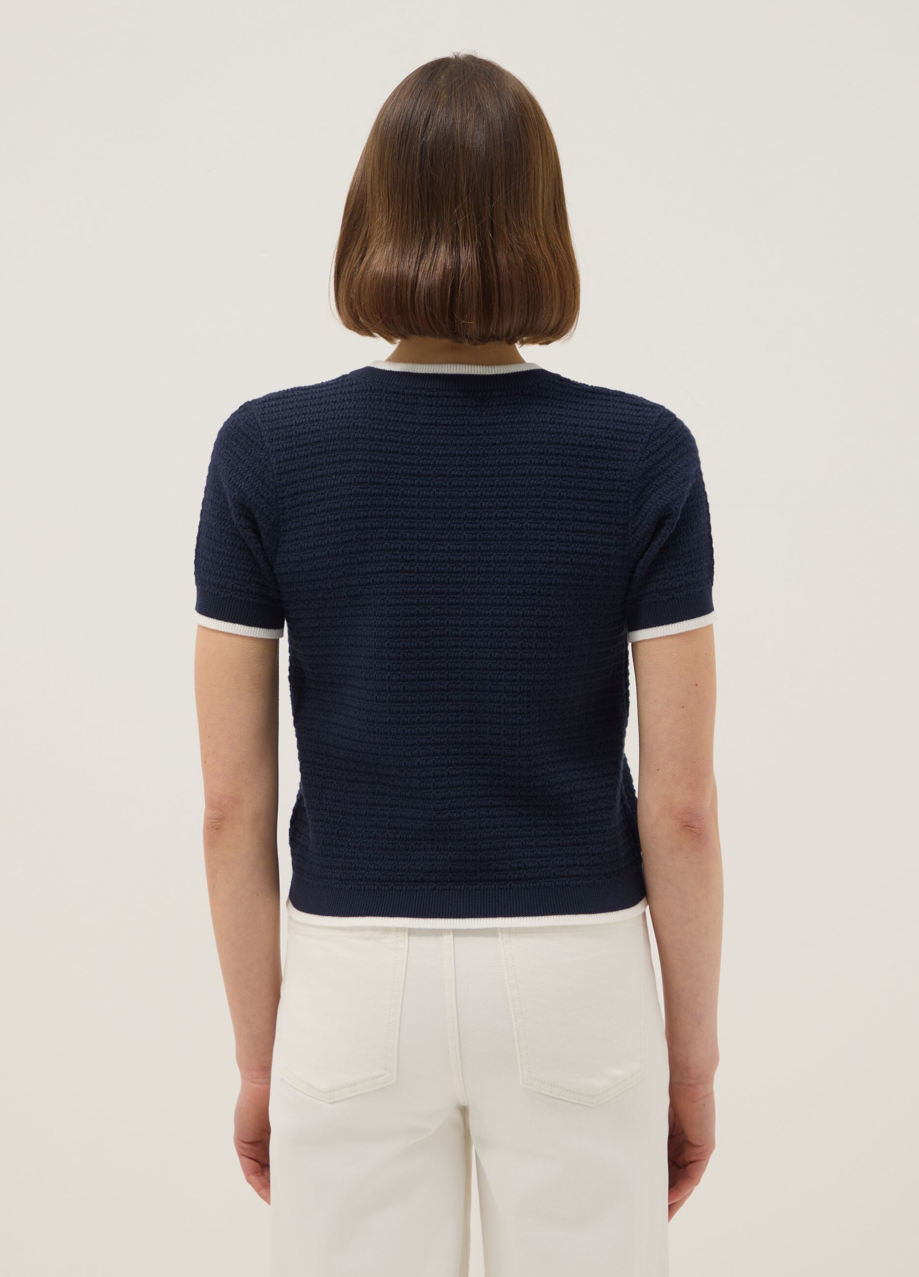 Regular fit blue cotton cardigan with buttons