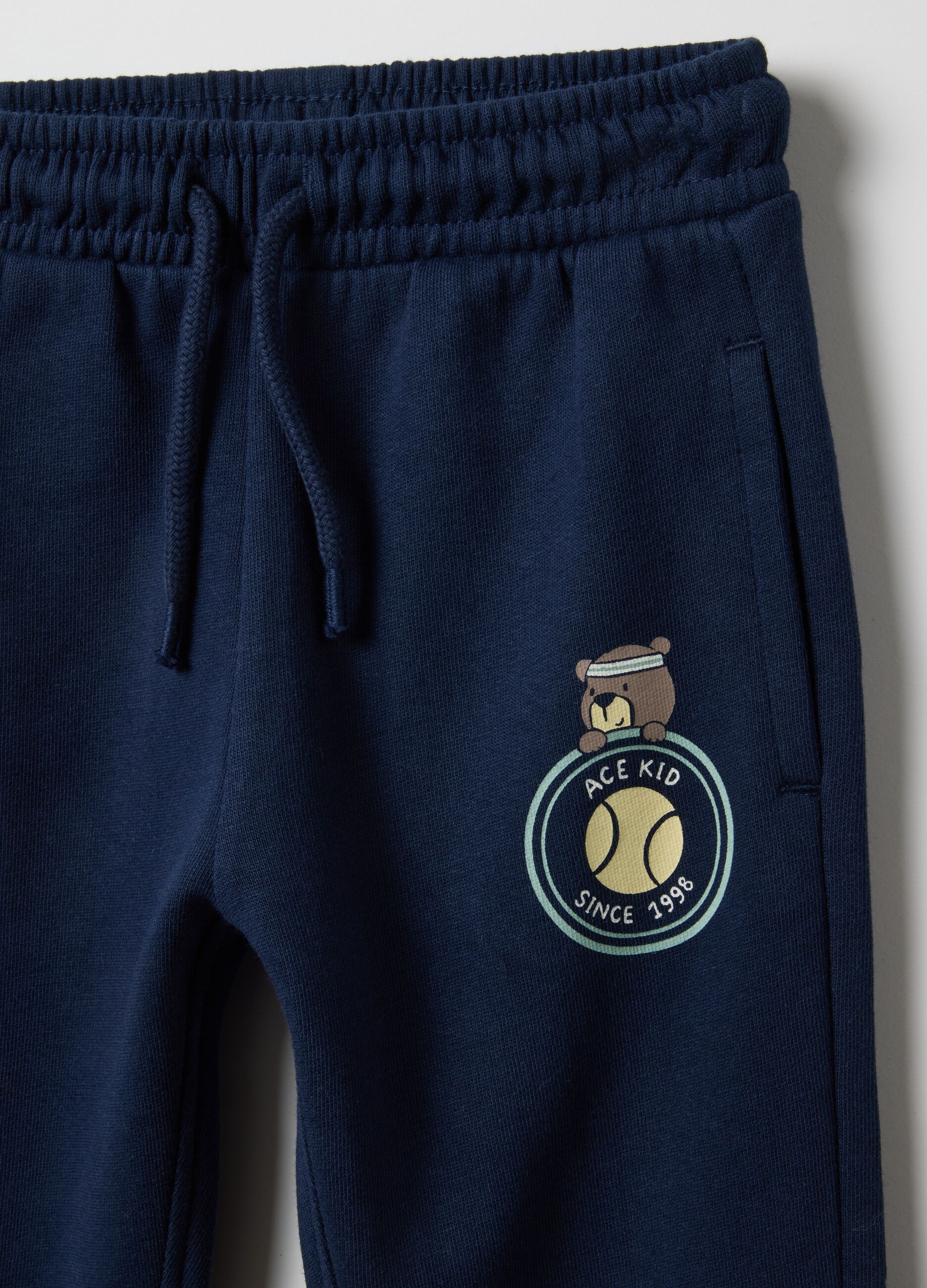Children's Regular Fit Blue Cotton Jogger Trousers