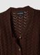 Cardigan marrone deep V in crochet di puro cotone regular fit_5