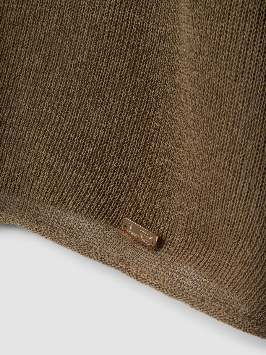 Brown oversized lyocell and linen blend V-neck jumper_5