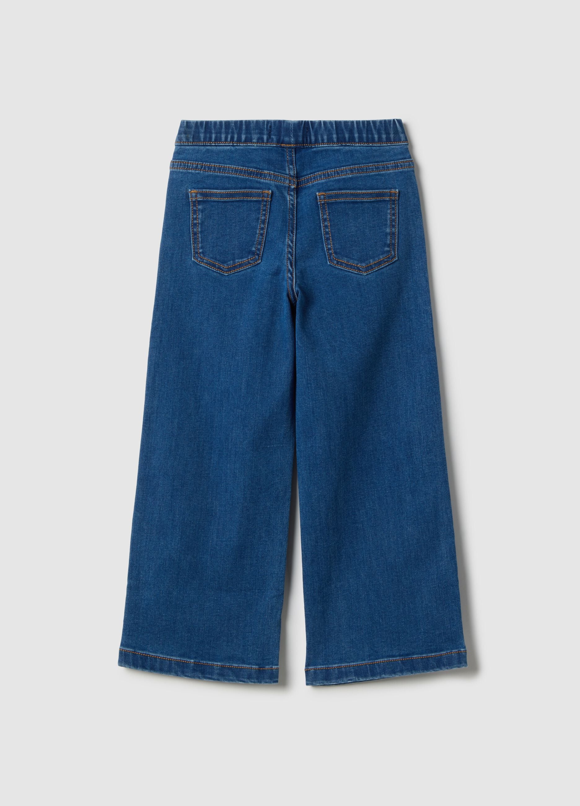 Girls' regular fit blue stretchy cotton blend jeggings