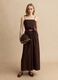 Sleeveless dress in pure brown cotton regular fit_0