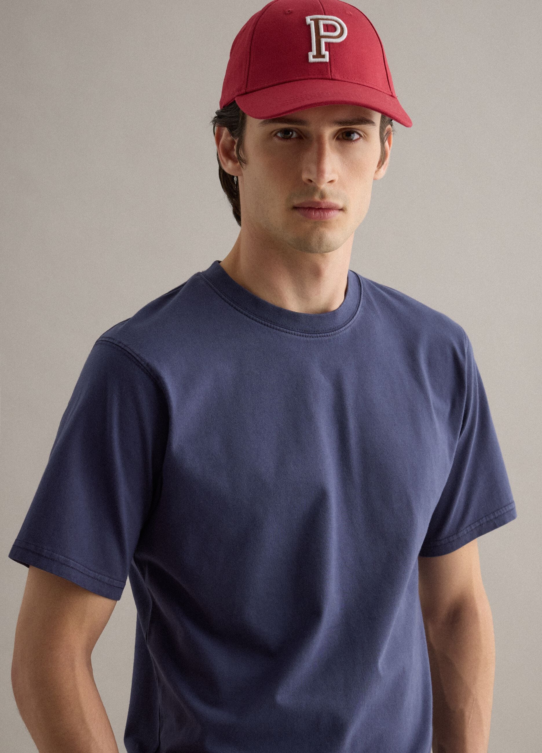 Blue pure cotton relaxed fit T-shirt