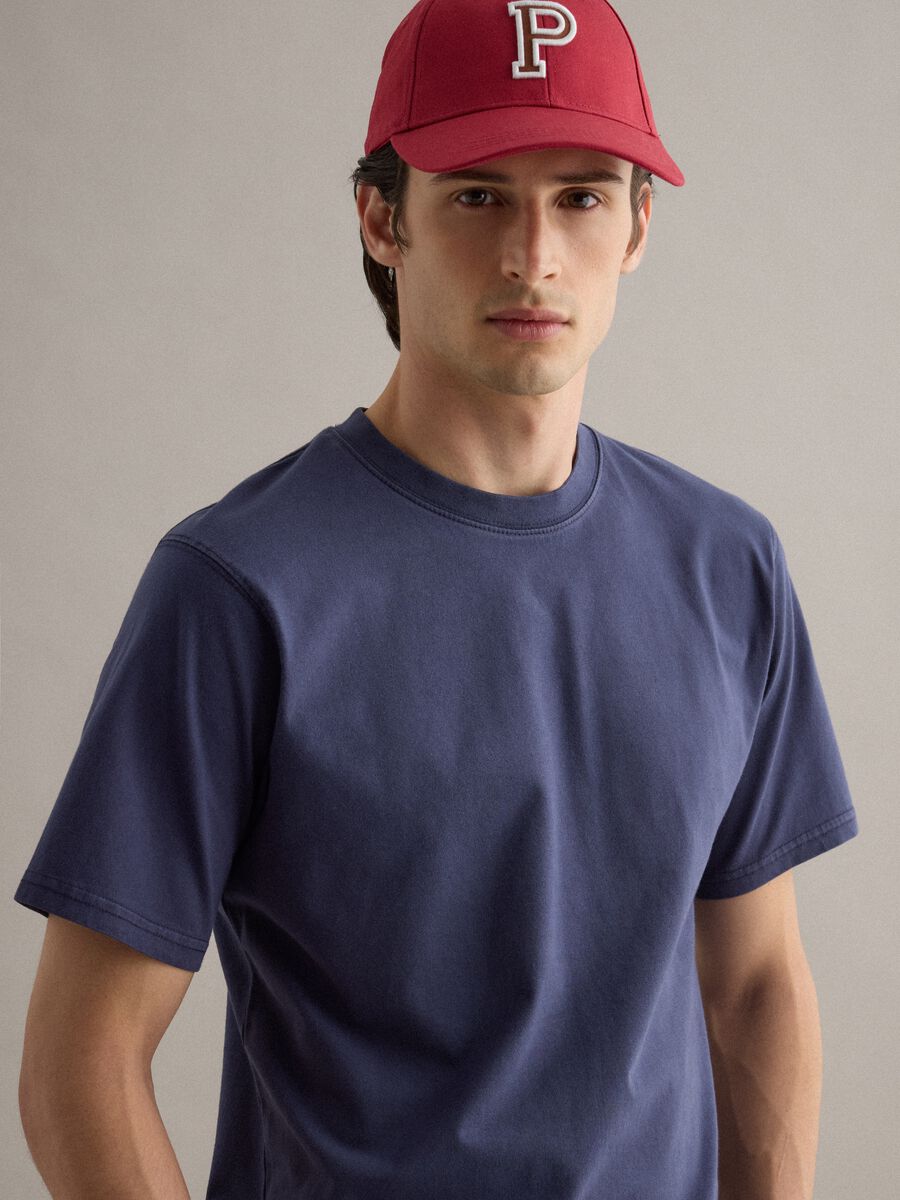 Blue pure cotton relaxed fit T-shirt_1
