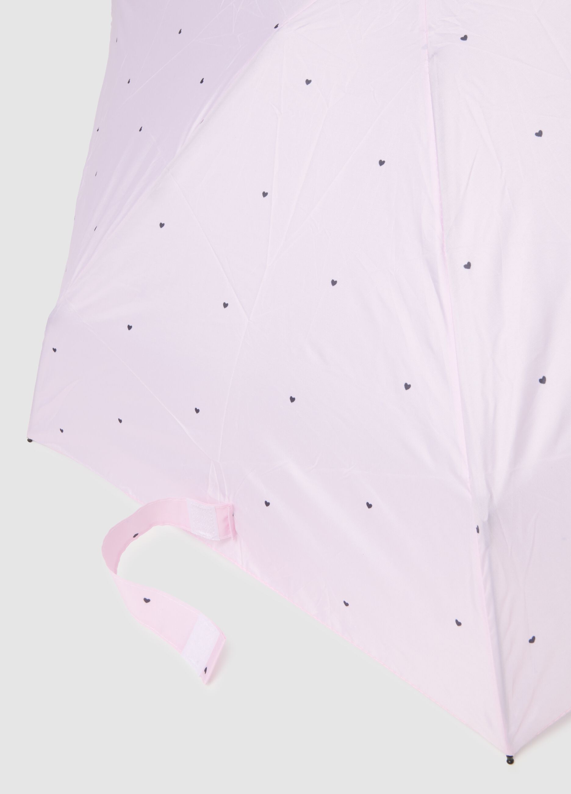 Compact Pink Umbrella with Heart Design