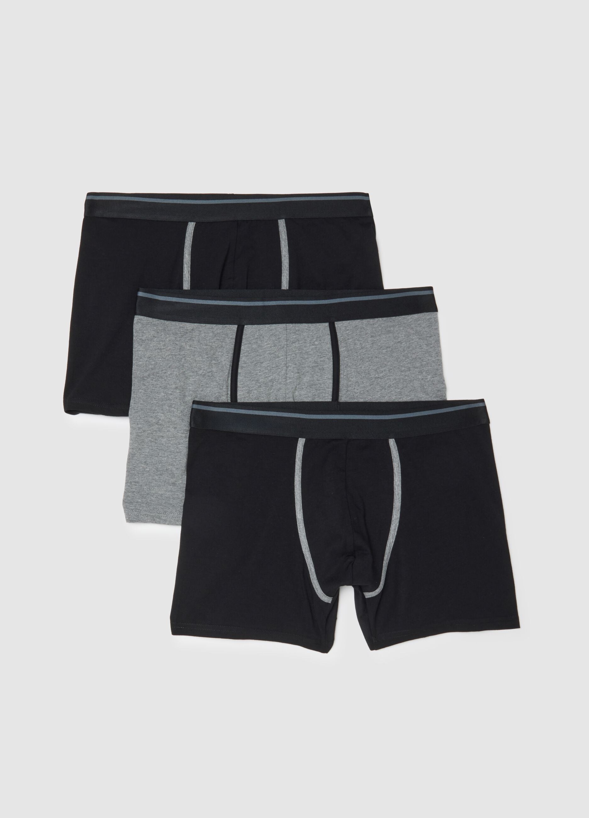 3-pack of multicolour regular-fit midi boxer briefs in stretch organic cotton