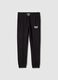 Black Cotton Blend Regular Fit Jogger Pants with Everlast Logo_4