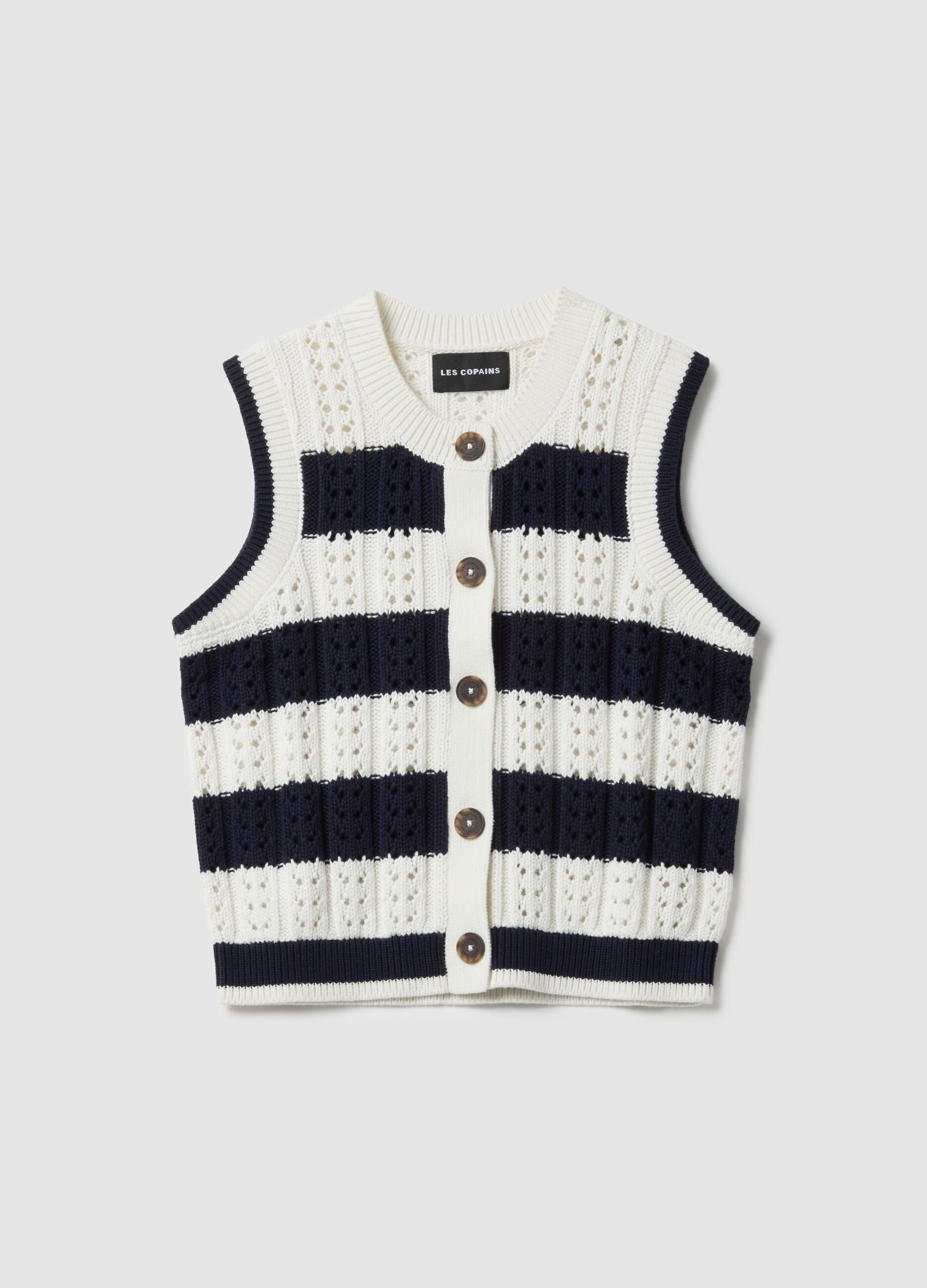 Multicolour striped pure cotton waistcoat regular fit
