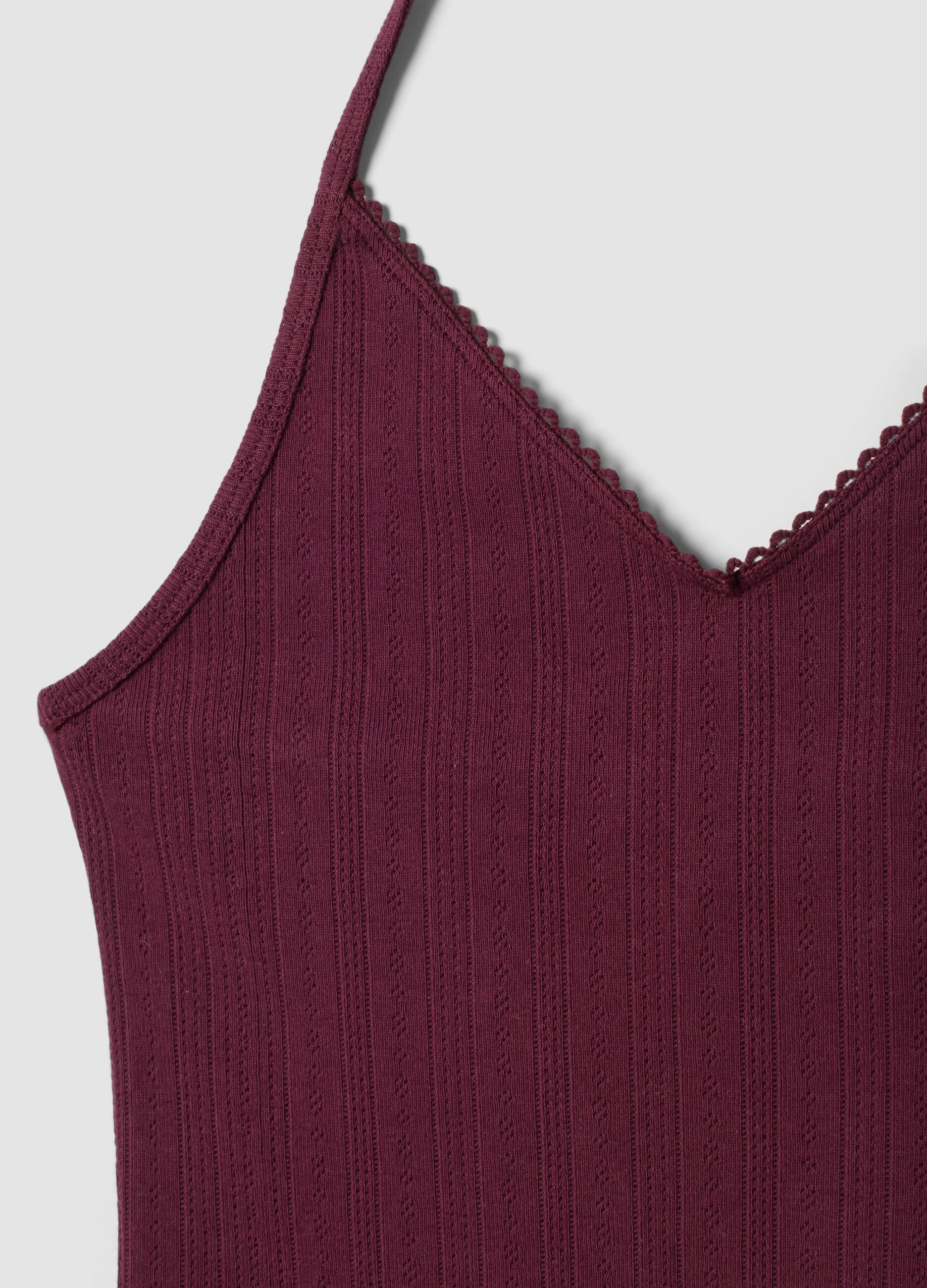 Purple ribbed pure cotton top