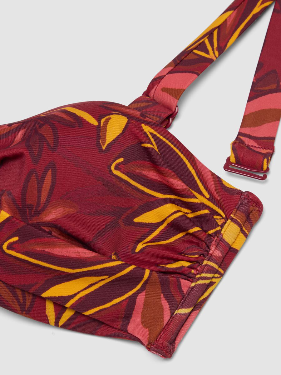 Multicolour stretchy balconette bikini top with floral print_5