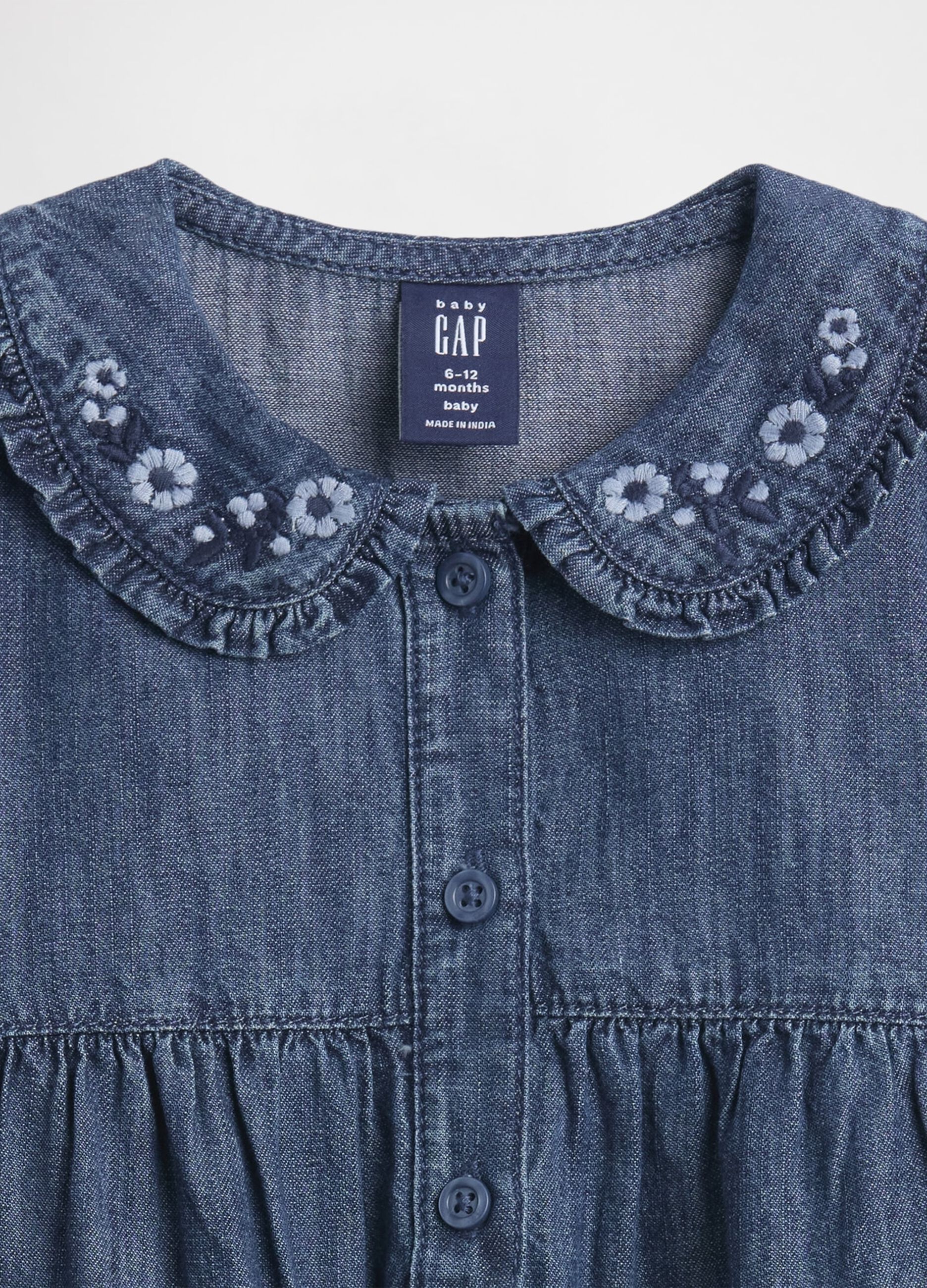 Blue denim baby romper
