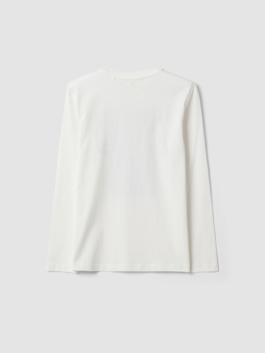 T-shirt bianca in puro cotone organico con stampa grafica per ragazzo_5