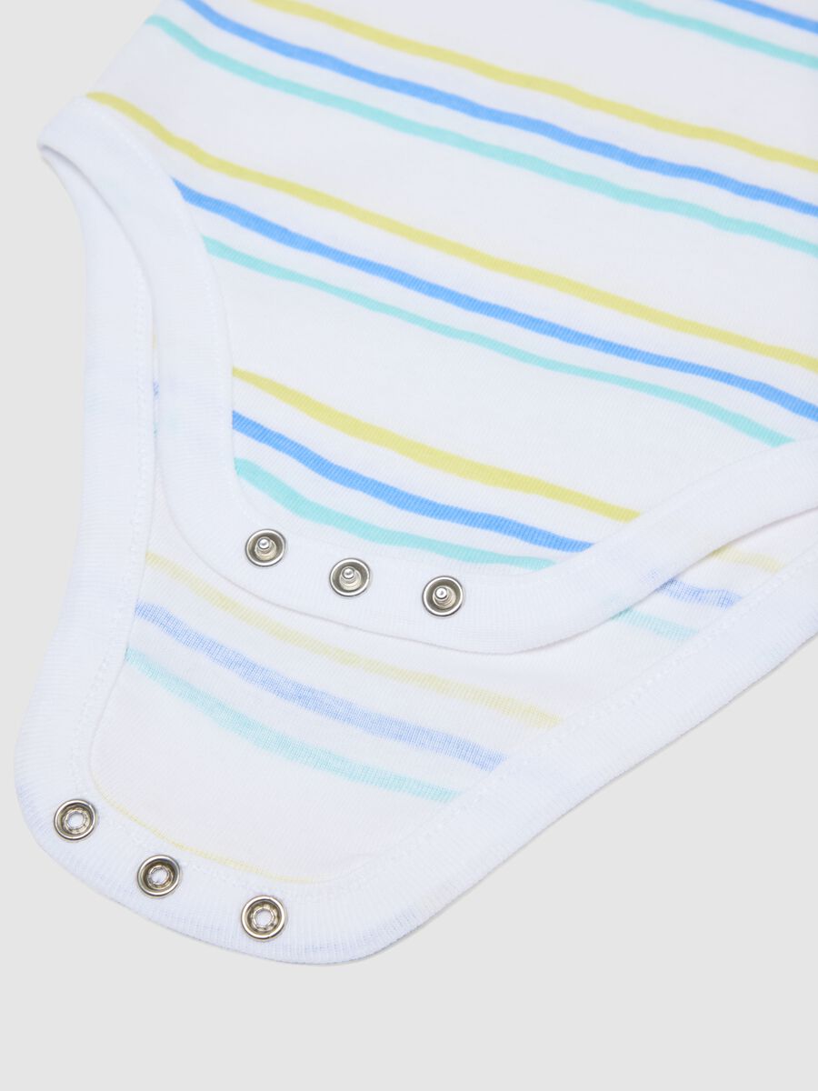 Multicolour Sleeveless Baby Bodysuit Tripack in Pure Cotton_2