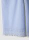 Light blue organic cotton pyjama trousers with broderie anglaise hem_5