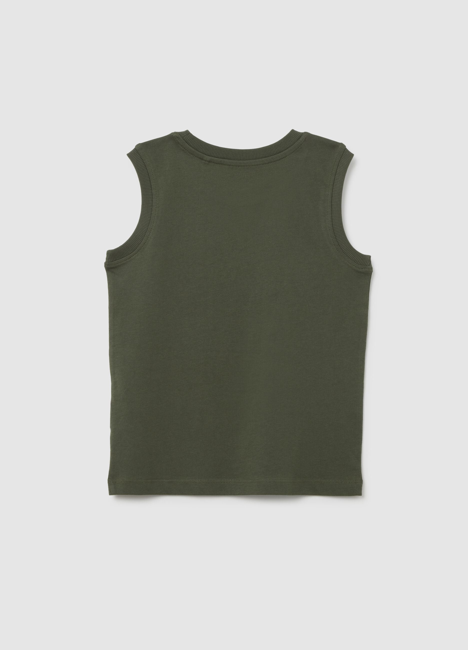 Children's Green Regular Fit Cotton Vest