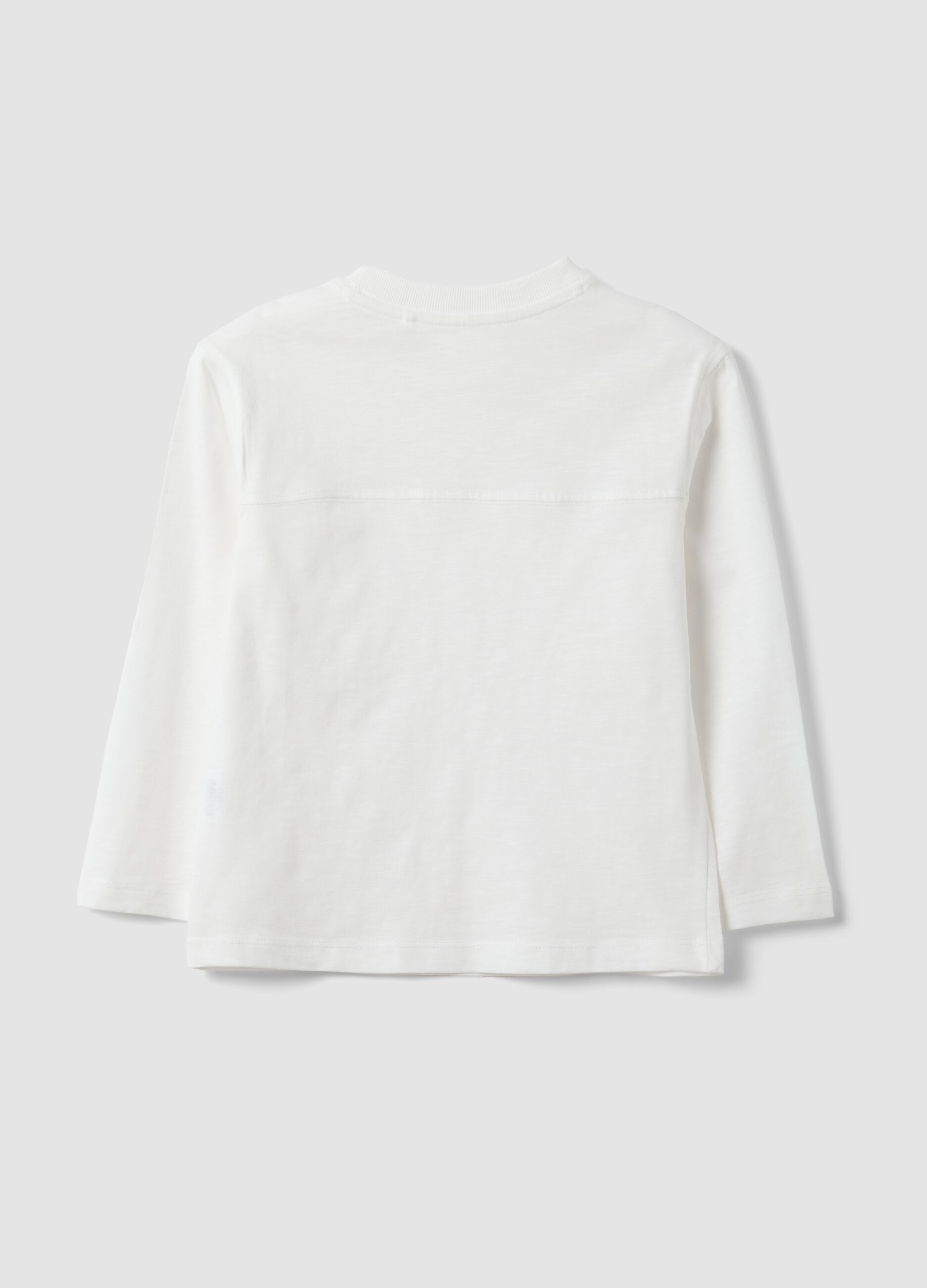 White kids&rsquo; pure cotton oversized-fit T-shirt with chest pocket