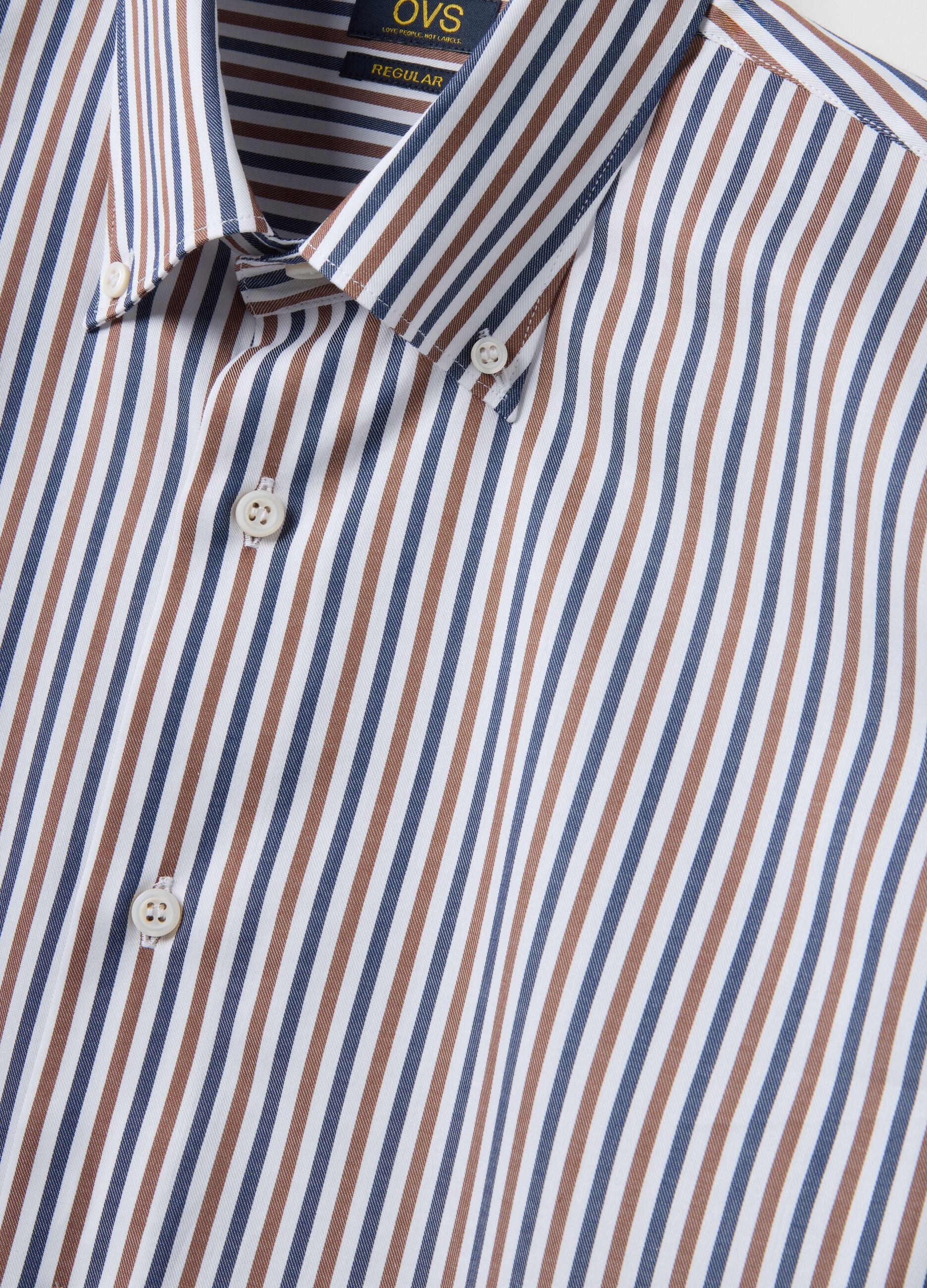 Multicolour Striped Pure Cotton Shirt Regular Fit